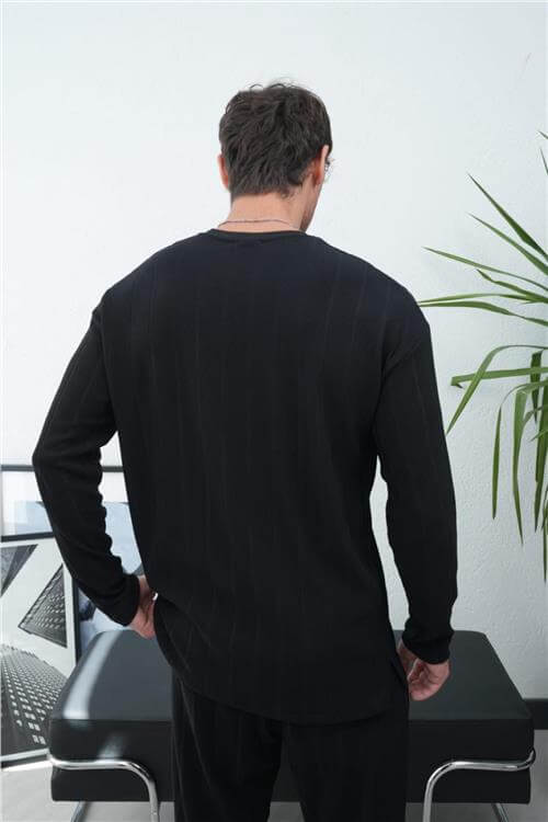 Wholesale Men Black Crew-Neck Sweatshirt