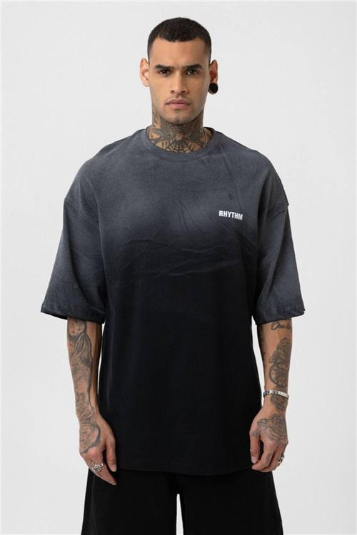Wholesale Men Black Washed Oversize T-shirt