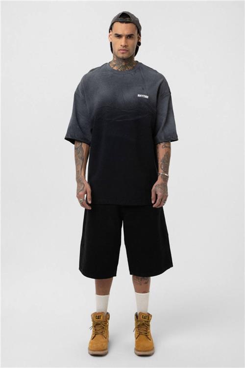 Wholesale Men Black Washed Oversize T-shirt