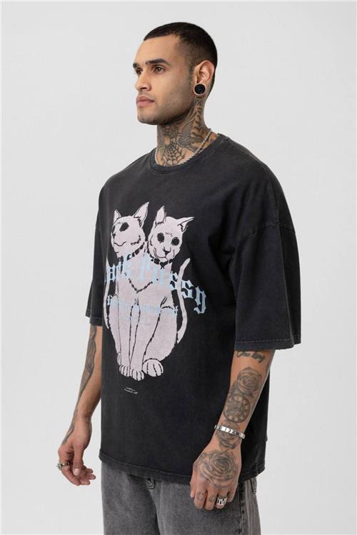 Wholesale Men Black Washed Oversize T-shirt