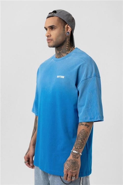 Wholesale Men Blue Washed Oversize T-shirt
