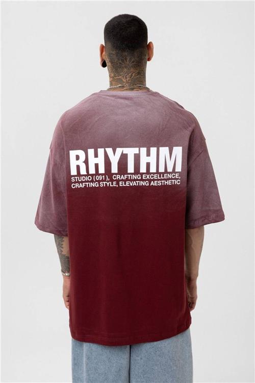 Wholesale Men Burgundy Washed Oversize T-shirt