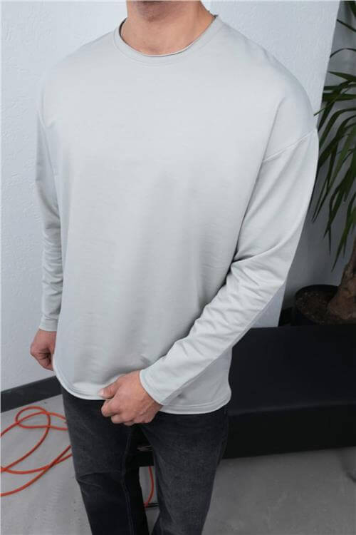 Wholesale Men Ecru Crew-Neck Sweatshirt