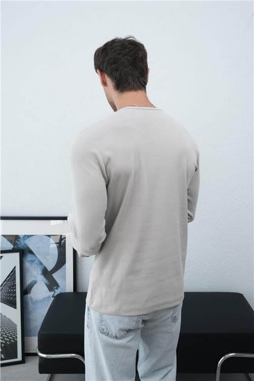 Wholesale Men Ecru Crew-Neck Sweatshirt