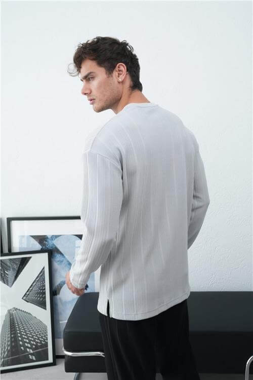 Wholesale Men Ecru Crew-Neck Sweatshirt