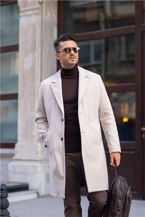 Wholesale Men Ecru Long Coat
