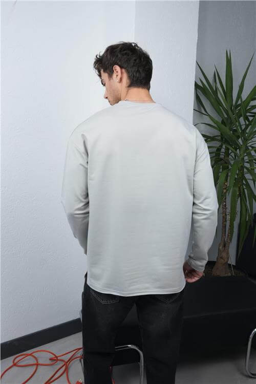 Wholesale Men Gray Crew-Neck Sweatshirt
