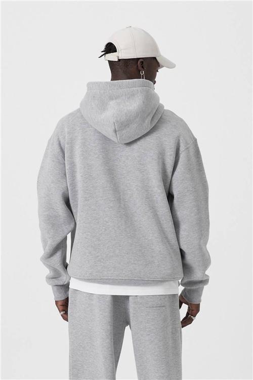 Wholesale Men Gray Hoodie with Kangaroo Pocket