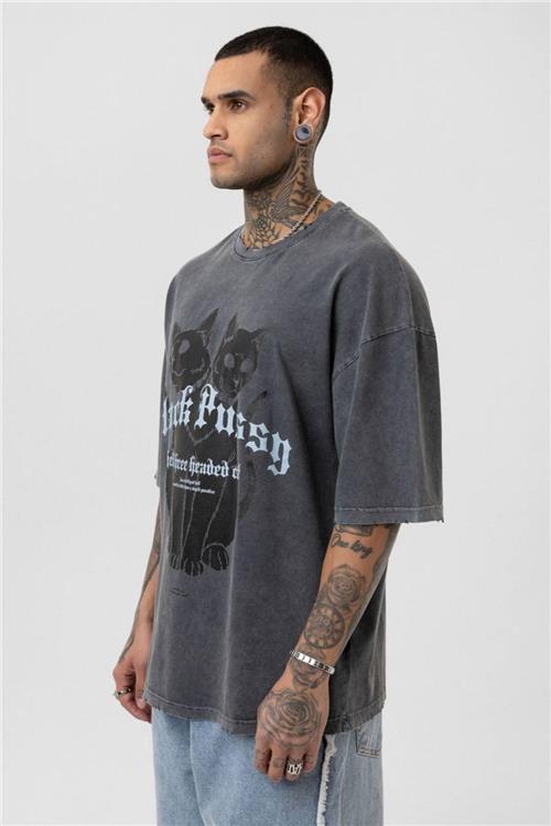 Wholesale Men Gray Washed Oversize T-shirt