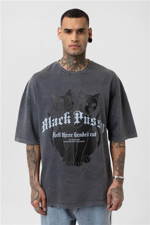 Wholesale Men Gray Washed Oversize T-shirt