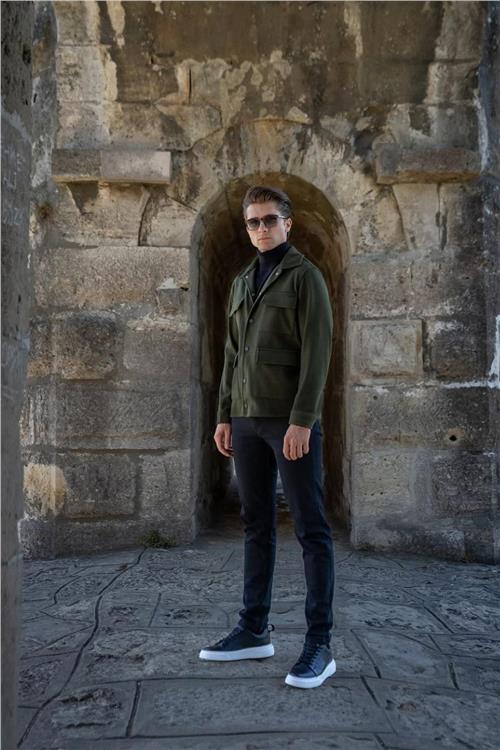 Wholesale Men Khaki Four Pocket Coat