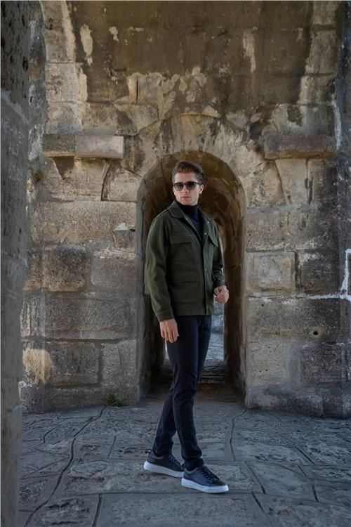 Wholesale Men Khaki Four Pocket Coat