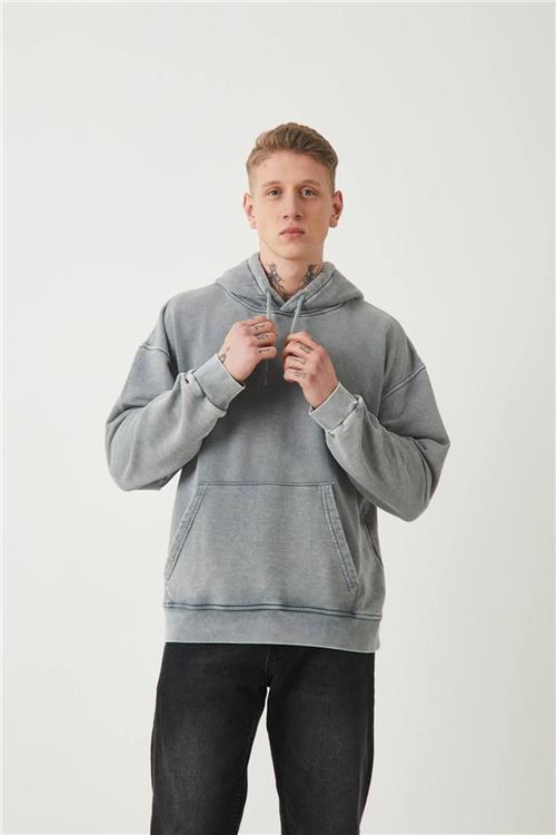 Wholesale Men Light Gray Hoodie with Kangaroo Pocket