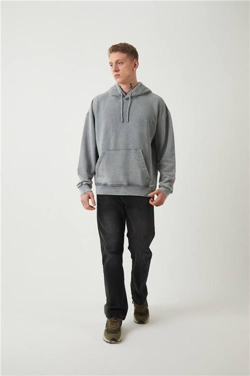 Wholesale Men Light Gray Hoodie with Kangaroo Pocket