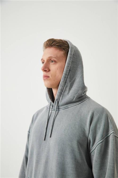 Wholesale Men Light Gray Hoodie with Kangaroo Pocket