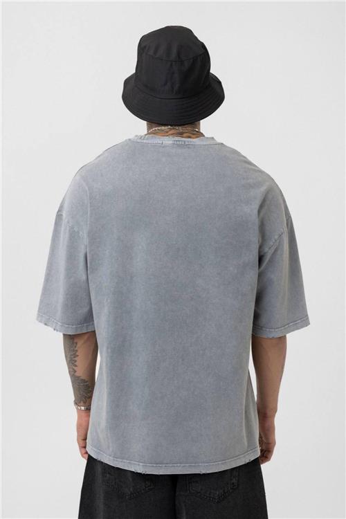 Wholesale Men Light Gray Washed Oversize T-shirt