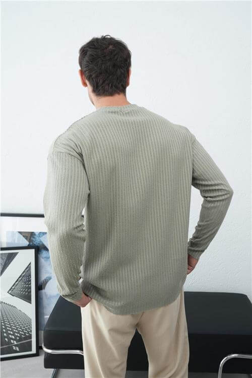 Wholesale Men Pastel Mint Crew-Neck Sweatshirt