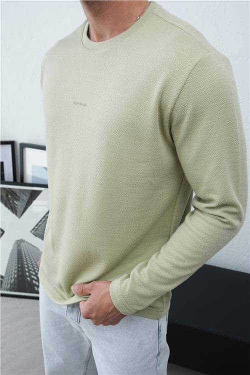 Wholesale Men Pastel Mint Crew-Neck Sweatshirt