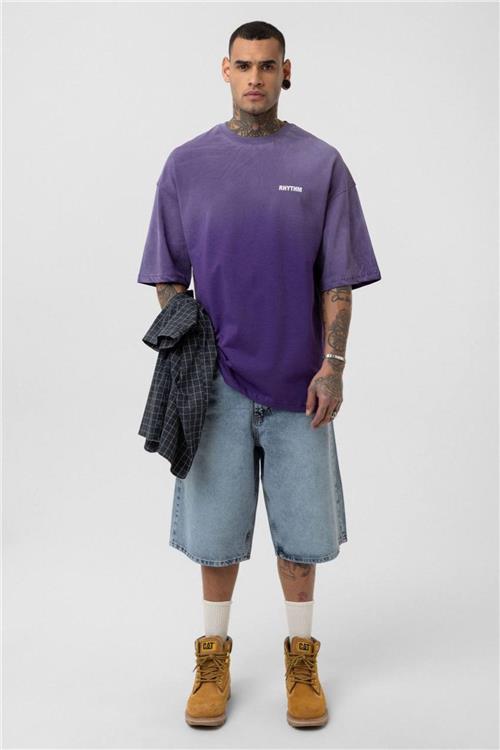 Wholesale Men Purple Washed Oversize T-shirt