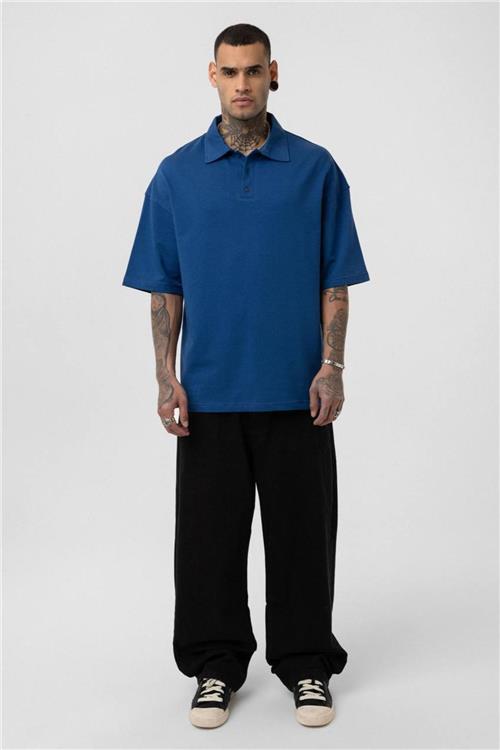 Wholesale Men Sax Blue Oversize T-shirt