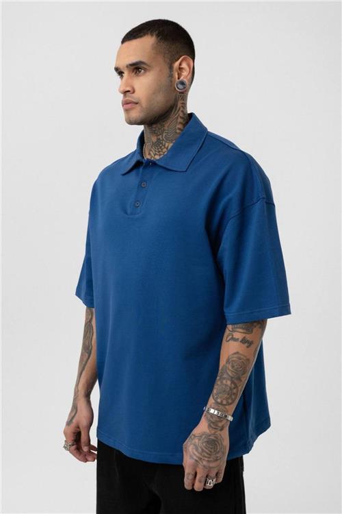 Wholesale Men Sax Blue Oversize T-shirt