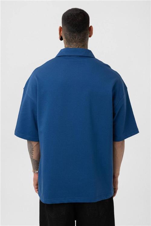 Wholesale Men Sax Blue Oversize T-shirt