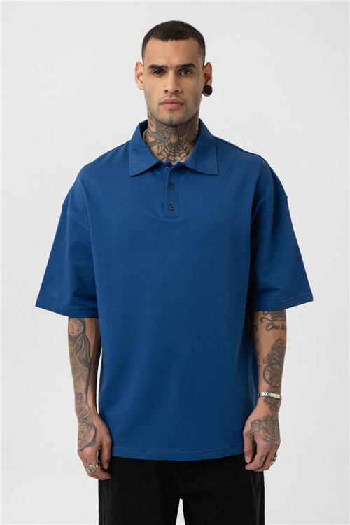Wholesale Men Sax Blue Oversize T-shirt