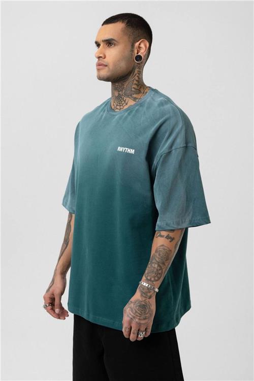 Wholesale Men Turquoise Washed Oversize T-shirt