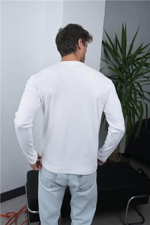 Wholesale Men White Crew-Neck Sweatshirt
