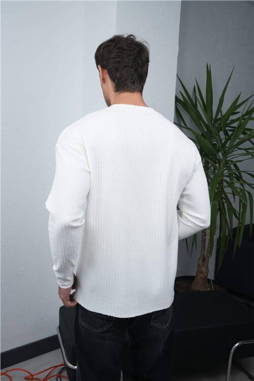 Wholesale Men White Crew-Neck Sweatshirt