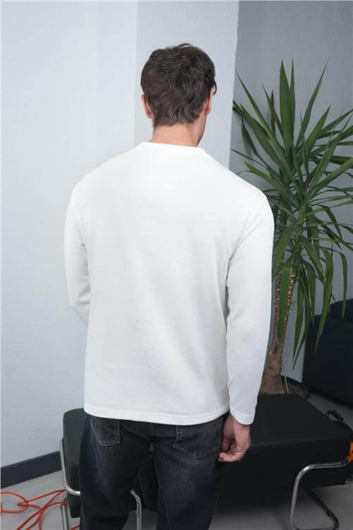 Wholesale Men White Crew-Neck Sweatshirt