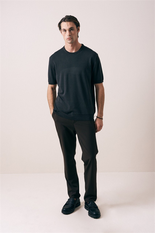 Wholesale Mens Anthracite Knit Crew-Neck T-Shirt