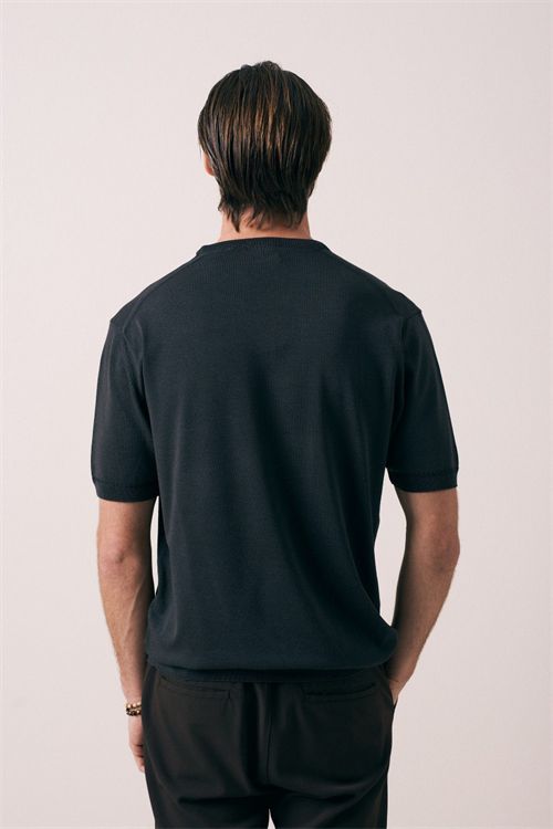 Wholesale Mens Anthracite Knit Crew-Neck T-Shirt