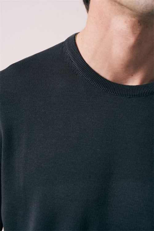 Wholesale Mens Anthracite Knit Crew-Neck T-Shirt