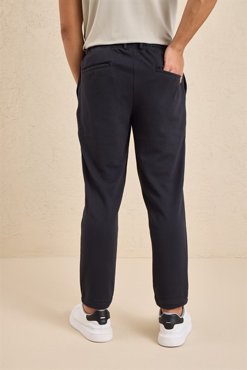 Wholesale Mens Anthracite Regular Fit Pique Fabric Trousers