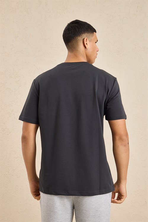 Wholesale Mens Anthracite Regular Fit Basic Crew-Neck T-Shirt