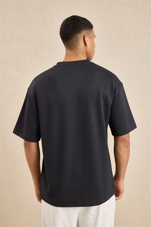Wholesale Mens Anthracite Relax Fit Interlock Crew-Neck T-Shirt