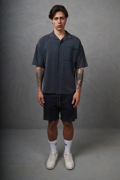 Wholesale Mens Anthracite Shirt and Shorts Set