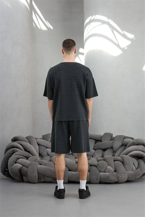 Wholesale Mens Anthracite T-shirt and Shorts Set
