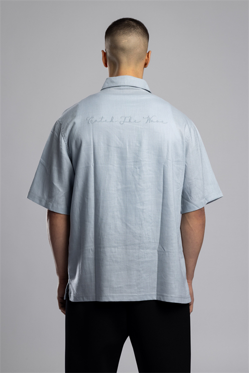 Wholesale Mens Baby Blue Embroidered Shirt