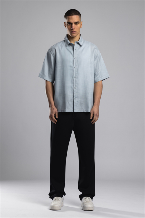 Wholesale Mens Baby Blue Embroidered Shirt