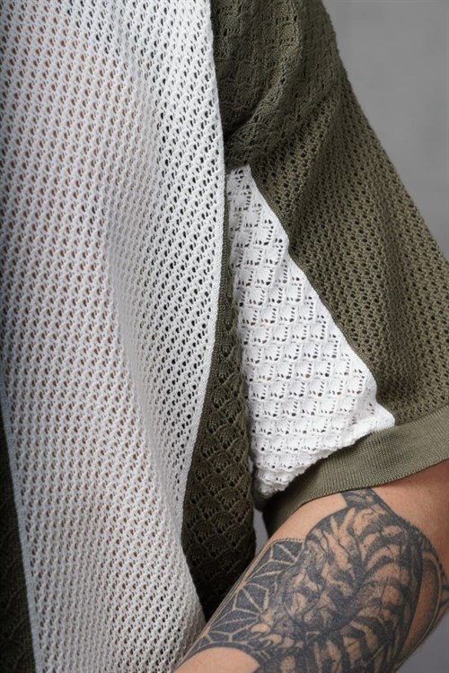 Wholesale Mens Khaki Knit Crew-Neck T-Shirt