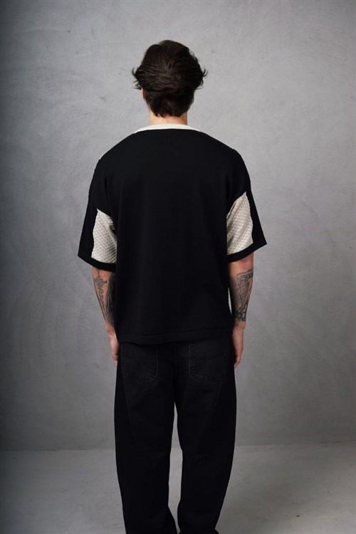 Wholesale Mens Beige Knit Crew-Neck T-Shirt