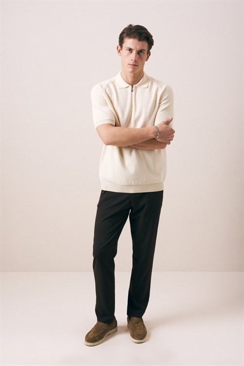 Wholesale Mens Beige Knit Polo T-Shirt