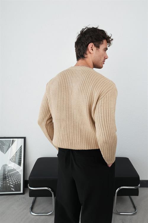Wholesale Mens Beige Knit Sweater