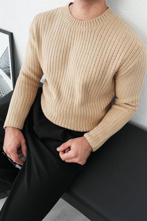 Wholesale Mens Beige Knit Sweater