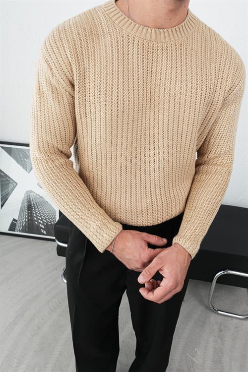 Wholesale Mens Beige Knit Sweater