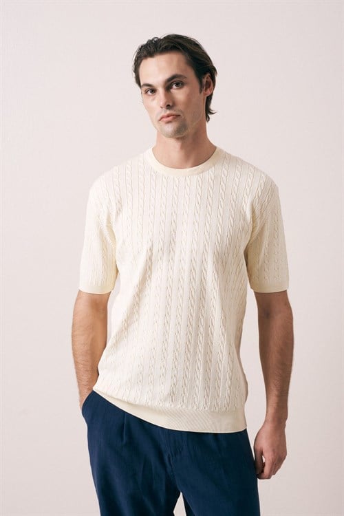 Wholesale Mens Beige Knit T-Shirt