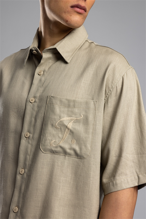 Wholesale Mens Beige Linen Shirt