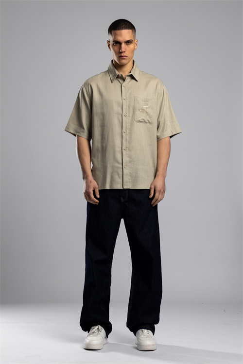 Wholesale Mens Beige Linen Shirt